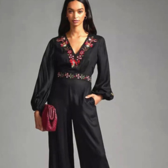 FARM Rio Pants - Anthropologie Farm Rio Embroidered Jumpsuit Small NWT